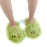 Fake Mongolian Fur Slippers faux fur slide sandals Custom Luxury Fuzzy Fluffy Women Fashion Fur Slides