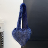 Fluffy Faux Fur Winter Women Handbags Plush Ladies Heart Shaped Shoulder Bag Cute Female Clutch Purse Love Handbags