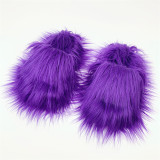 Fake Mongolian Fur Slippers faux fur slide sandals Custom Luxury Fuzzy Fluffy Women Fashion Fur Slides