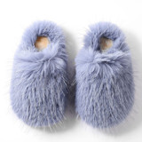 2023 High Quality New Faux Fur Raccoon Fluffy Indoor Outdoor Warm Flat Mongolian Fur Slippers For WOmen