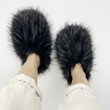 Wholesale Supply Home Indoor Outdoor Faux Fur Slipper Shoes New Style Fluffy Fake Fur Slides For Women