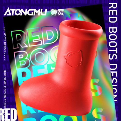 2023 New Designer Wholesale Latest Sneaker Mid-leg Water Proof Christmas Boots Custom  EVA Cartoon Astro Big Red Boots