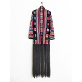 Sharee Resort Abstract Style High Quality Crochet Plus Size Women's Clothing Tassel Blouse Cardigan Women