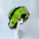 Wholesale Supply Women Winter Fashion Design Wide Brim Fluffy Faux Raccoon Fur Bucket Hats For Women