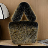 New Design Women Winter Luxury Faux Fur Handbag Fluffy Fake Raccoon Fur Small Bag