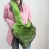 Fluffy Faux Fur Winter Women Handbags Plush Ladies Heart Shaped Shoulder Bag Cute Female Clutch Purse Love Handbags