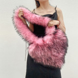 Fluffy Faux Fur Winter Women Handbags Plush Ladies Heart Shaped Shoulder Bag Cute Female Clutch Purse Love Handbags
