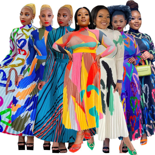 Sharee 2023 Fall Vintage Loose Oversized Casual Dresses Women Midi Pleated Dress Ladies Casual Plus Size Women's Dresses