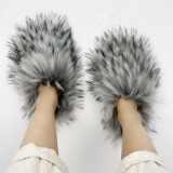 Wholesale Supply Home Indoor Outdoor Faux Fur Slipper Shoes New Style Fluffy Fake Fur Slides For Women