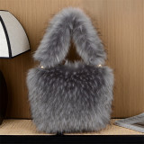 New Design Women Winter Luxury Faux Fur Handbag Fluffy Fake Raccoon Fur Small Bag