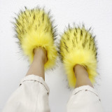 Wholesale Supply Home Indoor Outdoor Faux Fur Slipper Shoes New Style Fluffy Fake Fur Slides For Women