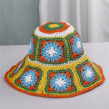 Z1100-bohemian crochet paper straw hats fisherman hat knitted bucket hat