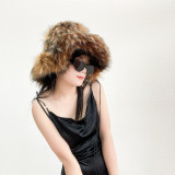 Wholesale Supply Women Winter Fashion Design Wide Brim Fluffy Faux Raccoon Fur Bucket Hats For Women