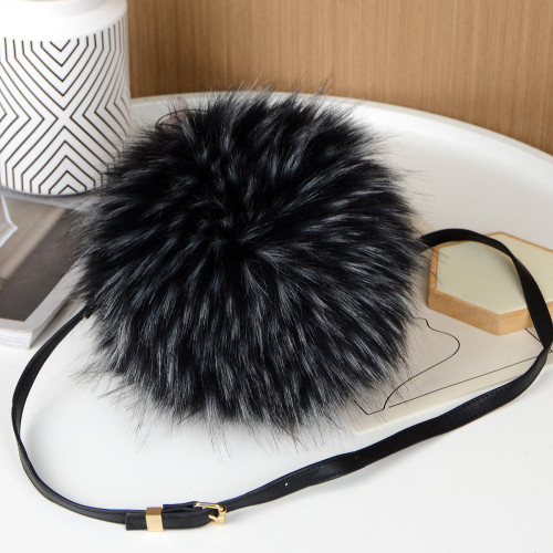 Women Winter Faux Fur Handbags Cute Plush Ladies Round Shape Shoulder Bag Cute Female Clutch Purse Love Handbags Messenger Bag