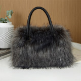 Winter Fashion Fur Hand Bags Plush New Design Fluffy Faux Raccoon Fur Handbags For Women