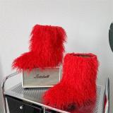 Wholesale Girls Snow Boots Women Shoes Fluffy Furry Mom And Kids Winter Faux Mongolian Fur Boots For Women