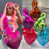 Fluffy Faux Fur Winter Women Handbags Plush Ladies Heart Shaped Shoulder Bag Cute Female Clutch Purse Love Handbags