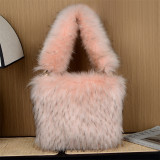 New Design Women Winter Luxury Faux Fur Handbag Fluffy Fake Raccoon Fur Small Bag