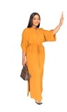 Latest Design Half Sleeve V Neck Stand Collar Office Dresses Women Summer Dress BL036