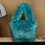 New Design Women Winter Luxury Faux Fur Handbag Fluffy Fake Raccoon Fur Small Bag