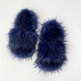 Women's Autumn Winter Fur Slippers New Arrival Luxury Brown Faux Raccoon Fur Slides Fox Fur Slippers
