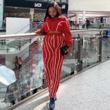 Fall Clothing 2023 New Chic Women'S Long Sleeve Zipper Crop Top T-Shirt High Waist Elastic Casual Pants Two Piece Set