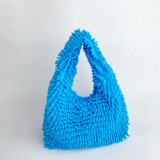 New cute plush hobos handbags candy color half moon handbags shoulder bags for women and ladies