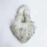 Small Long Faux Fur Heart Shape Hand Bags For Women And Ladies Furry Plush Handbags