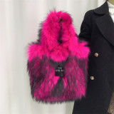 2023 Imitation raccoon fur shoulder bags female plush the tote handbags cute crossbody bag for Y2K girls