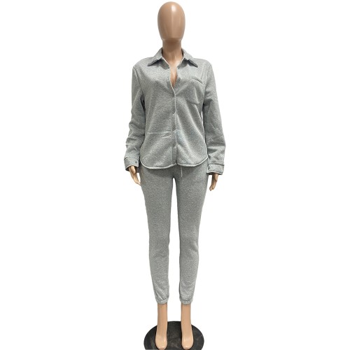 2023 New Arrival Wholesale Thicken Fleece Button Casual Sports Jogger Suits Women Sweatshirt Set Two Piece Pants Set