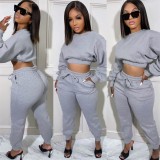 Fall Jogger Suit 2 Piece Set Women Clothes Casual Outfits For Solid Two Piece Pants Set for Crop Top Women Clothing