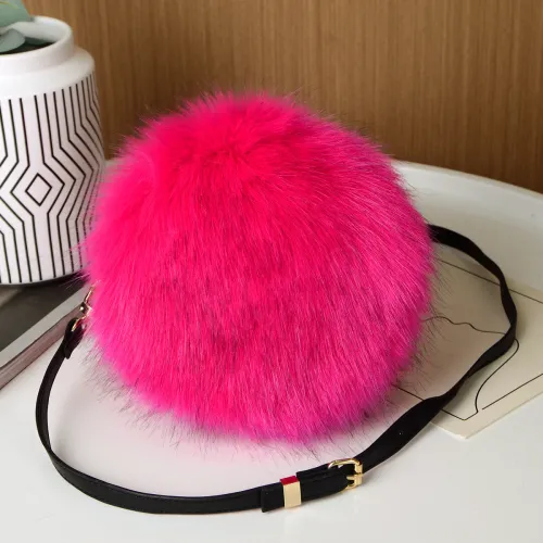 2023 Colorful Furry Round Shoulder Bags For Ladies And Girls Small Plush Purses Handbags