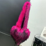 2023 Candy color long fur heart-shape shoulder bags for women designer handbags famous brands ladies luxury furry hand bags
