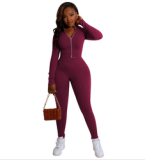 Wholesale casual jogger outfits 2022 fall long sleeve zipper crop top skinny two piece legging pants set tracksuits women