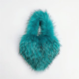 Small Long Faux Fur Heart Shape Hand Bags For Women And Ladies Furry Plush Handbags