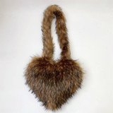 2023 Candy color long fur heart-shape shoulder bags for women designer handbags famous brands ladies luxury furry hand bags