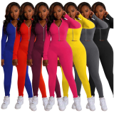 Wholesale casual jogger outfits 2022 fall long sleeve zipper crop top skinny two piece legging pants set tracksuits women