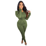 2023 Good quality long sleeve bodycon jogger set women workout casual girls 2 piece set pleated spring two piece outfits women