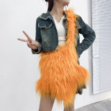 2023 New trend cute plush crossbody bag for Y2K girls long furry star-shape shoulder bags female faux fur handbags