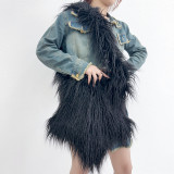 2023 New trend cute plush crossbody bag for Y2K girls long furry star-shape shoulder bags female faux fur handbags