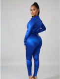 Sexy Women Clothes 2023 Fall New Fashion Solid Color Two Piece Pants Set Deep V-Neck Long Sleeve Top And Tight Long Pants Outfit
