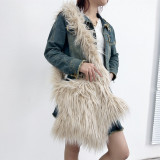 2023 New trend cute plush crossbody bag for Y2K girls long furry star-shape shoulder bags female faux fur handbags