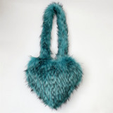 2023 Candy color long fur heart-shape shoulder bags for women designer handbags famous brands ladies luxury furry hand bags