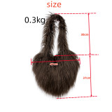 2023 New trend long furry heart shape shoulder bags female faux fur handbags cute crossbody bag for Y2K girls