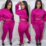 Fall Jogger Suit 2 Piece Set Women Clothes Casual Outfits For Solid Two Piece Pants Set for Crop Top Women Clothing