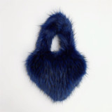 Small Long Faux Fur Heart Shape Hand Bags For Women And Ladies Furry Plush Handbags