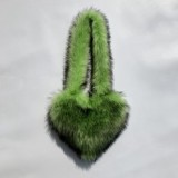 2023 Candy color long fur heart-shape shoulder bags for women designer handbags famous brands ladies luxury furry hand bags