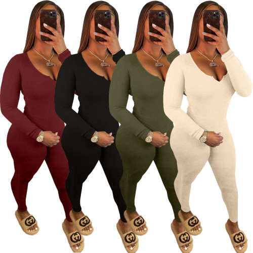 W2370 Women Clothes Woman Knitted Pants Suits Winter Slim Fit Suit 2pcs Clothing Set Design Long Sleeve Top Pants Outfits