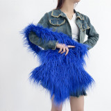 2023 New trend cute plush crossbody bag for Y2K girls long furry star-shape shoulder bags female faux fur handbags
