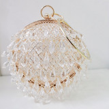 Teardrop-shaped acrylic clutches for women elegant round evening bags metal portable dinner bags